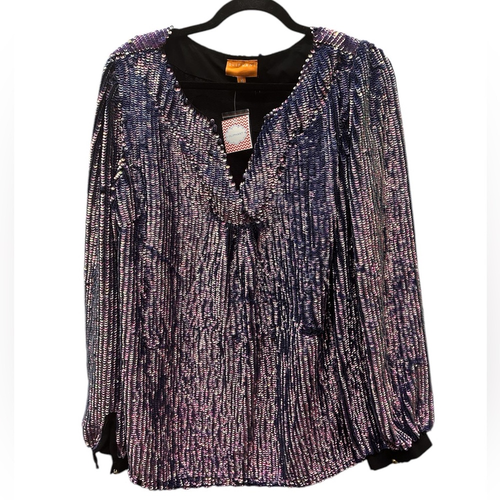 Oliphant Purple Sequin Blouse xl